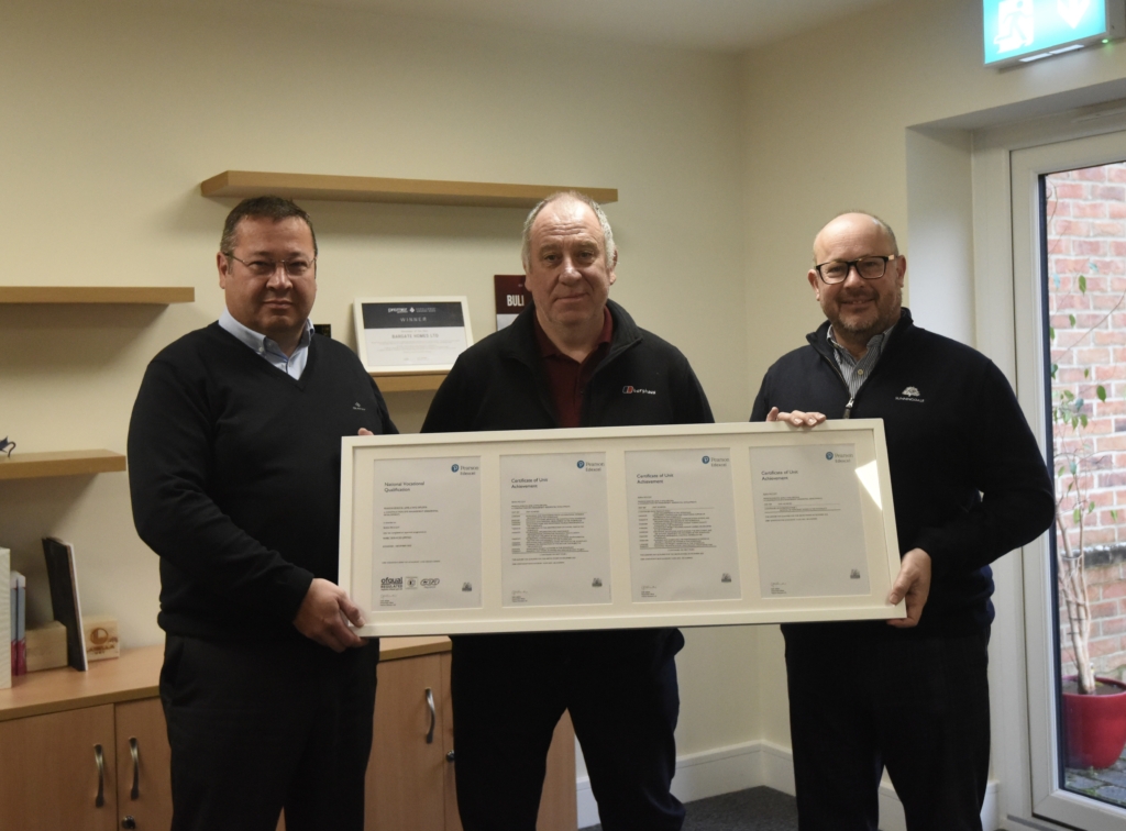 Mick Hanson, Production Director at Bargate Homes, Sean McCoy, Assistant Site Manager, and Mark White, Managing Director of Bargate Homes