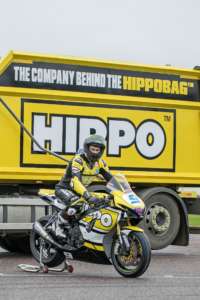 Shane Richardson on HIPPO branded bike at Thruxton Circuit